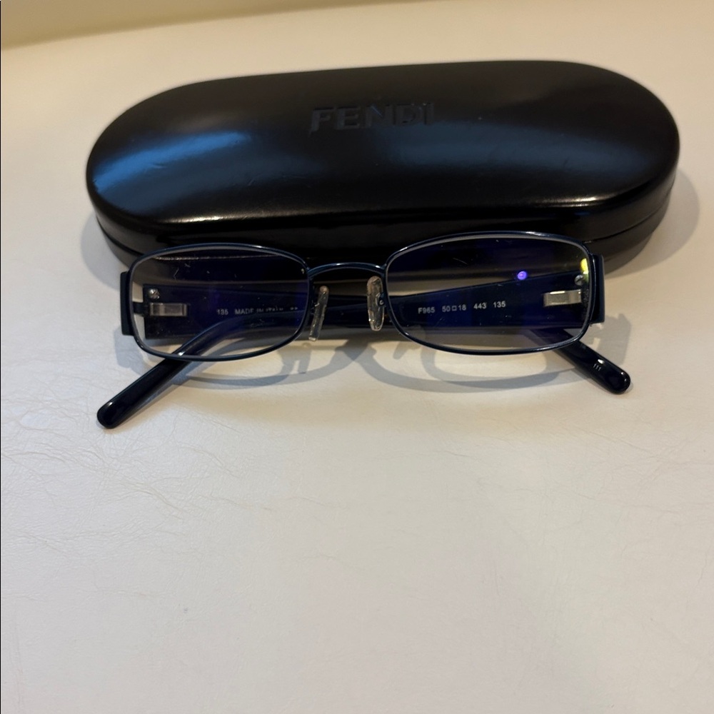 Fendi Reading Glasses with original case Need replacement lenses Blue and Black